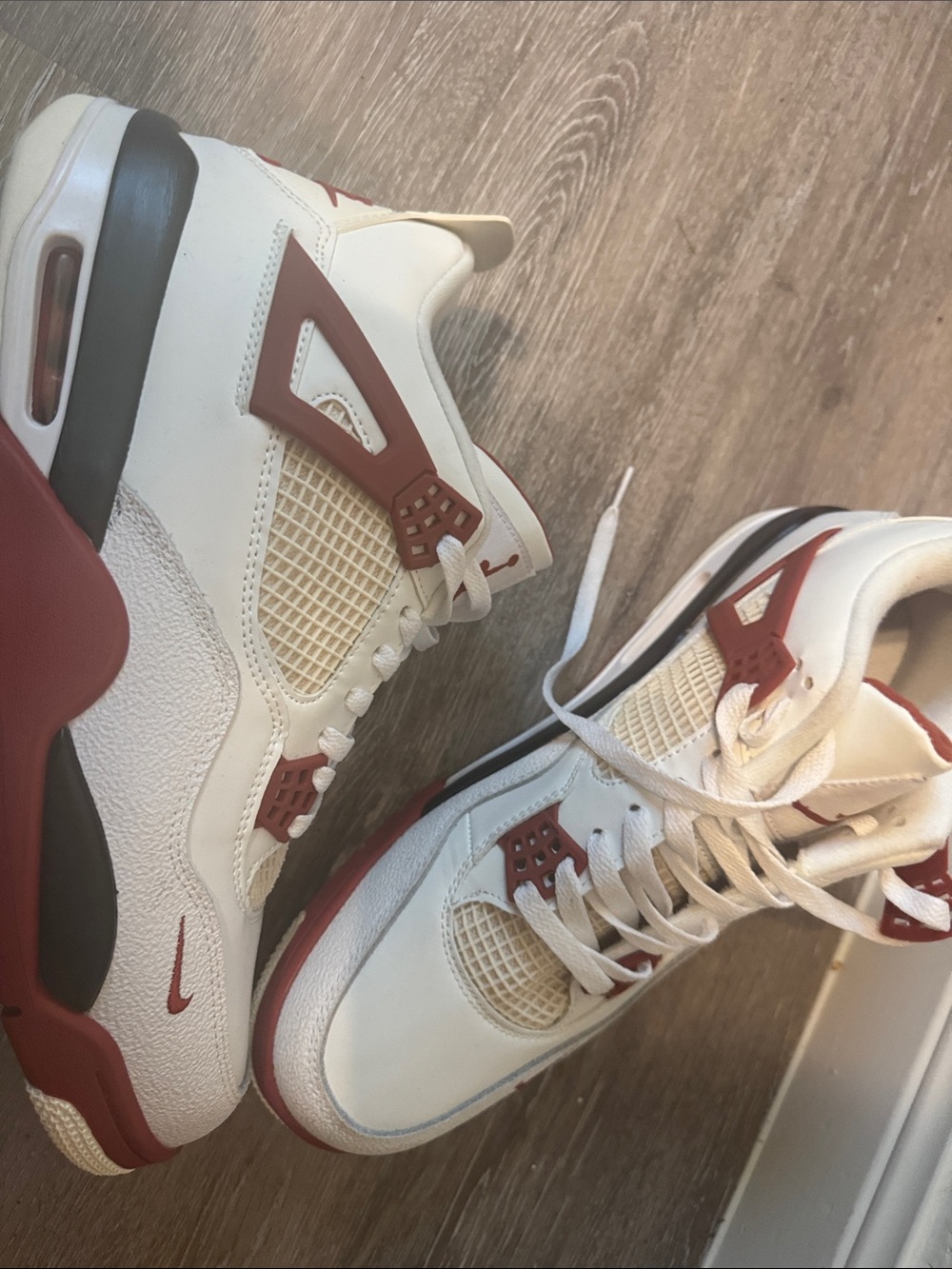 Jordan 4 Bike Air Nigel Nike Men’s White and Maroon Basketball Sneakers
